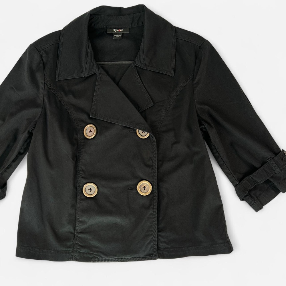 Classic black cropped trench-style jacket